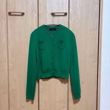 CABaN 코튼 캐시미어 크루넥 가디건 그린