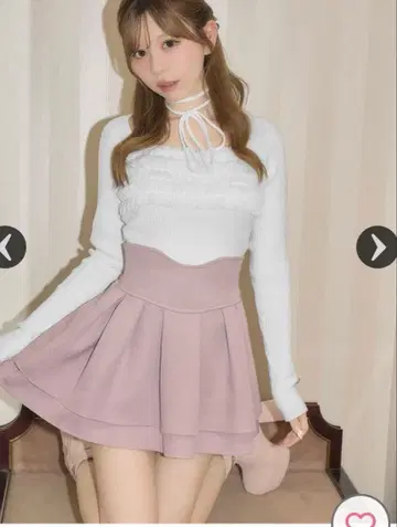 미셸 마카롱 슬림 레그 스커트 백리본 핑크