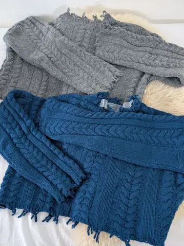 [세트 판매] 케이블 짜임 니트 스웨터 원사이즈 울 혼방