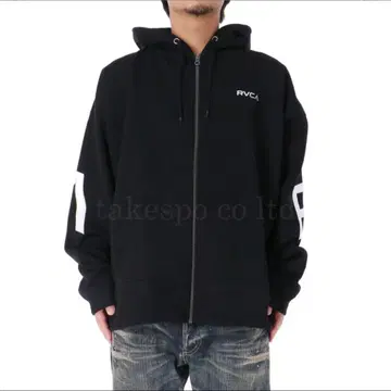 RVCA 프론트 지퍼 후드티 블랙