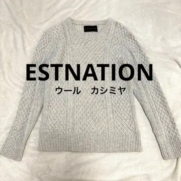 ESTNATION 에스트네이션 케이블 니트 캐시미어 울
