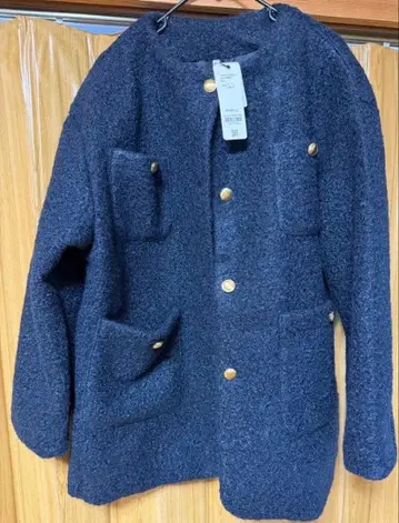 새상품 coca 푸들 금장 버튼 노카라 코트