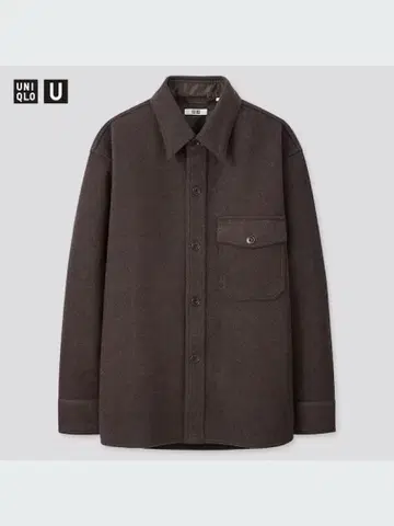 UNIQLO U 플리스 셔츠 자켓 L 다크 브라운