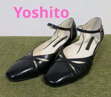[컨디션 최상] Yoshito 블랙 가죽 펌프스 스트랩 포함