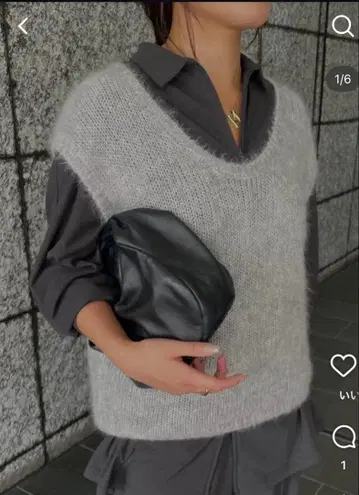 etre tokyo 슈퍼 키드 모헤어 슬리브리스 니트 풀오버 베스트