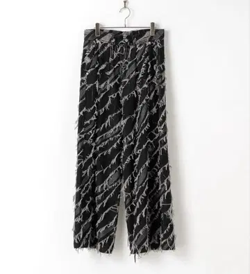 casper john 프린지 자카드 배기 데님 M 사이즈 블랙