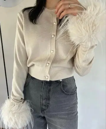 스나이델 슬리브 퍼 가디건