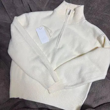 하프 지퍼 스웨터 화이트 택 포함 ZARA 남성용