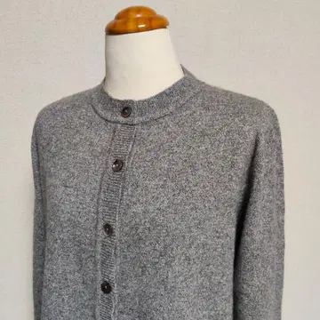 캐시미어 100 일본제 가디건 둥근넥 믹스 그레이 M 니트 넉넉한