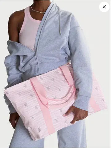 빅토리아 시크릿 핑크 스트라이프 토트백