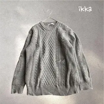903*이카 [ M ] 케이블 니트 긴팔 스웨터 그레이 크루넥 가을/겨울