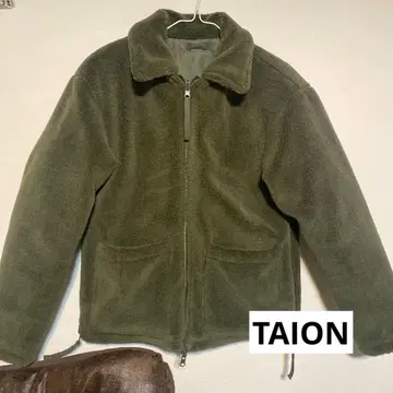 TAION 리버서블 지퍼 자켓 올리브 그린 플리스