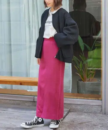 [ 미사용 ] titivate 슬릿 타이트 니트 스커트 핑크 S