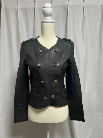 블랙 더블 브레스트 라이더 자켓