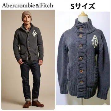 캐시미어 아바클로 니트 가디건 다크 그레이 로고 자수 스탠드 카라