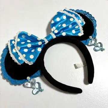 디즈니 귀찌 머리띠 미니 스카이블루 레이스 레어