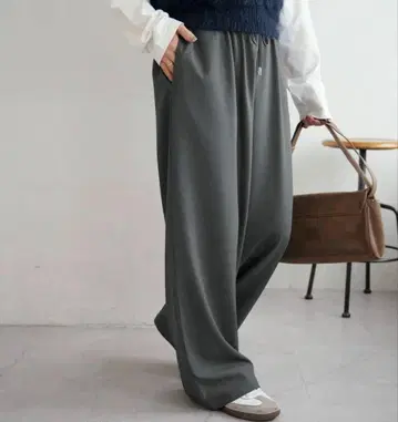L 사이즈 DISCOAT 디스코트 드레이프감 이지 팬츠 그레이