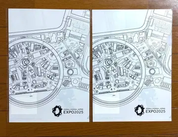 EXPO2025 오사카 간사이 만박 회장도 클리어 파일 2장 흑백 도면