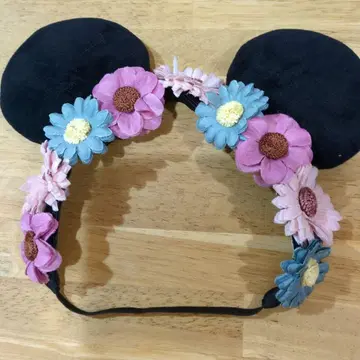 디즈니 꽃 장식 미키 귀 머리띠