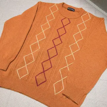 컨디션 최상!! JACK BROWN 오렌지 다이아몬드 스웨터 남성용 M