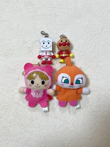 호빵맨 봉제 인형 키링 4개 세트