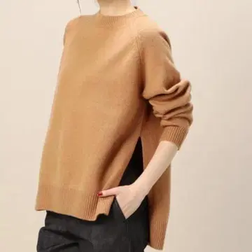 BEAUTY&YOUTH 니트 스웨터 울 캐시미어 슬릿 브라운 계열