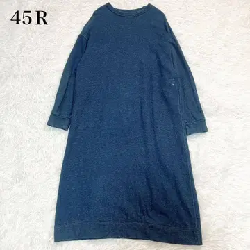 45R 쭈리 드레스 원피스 인디고 네이비 나염 R 자수 긴팔