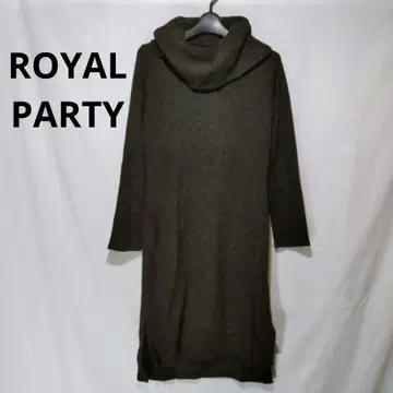 새상품급 Royal party 하이넥 롱 니트 원피스 다크 그레이