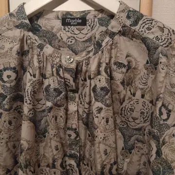 마블슈드 밴드 카라 셔츠 애니멀