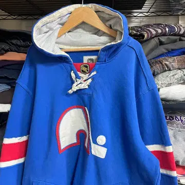 NHL 공식 CCM 제작 퀘벡 노르딕스 후드 부착 후드티 파랑 XL