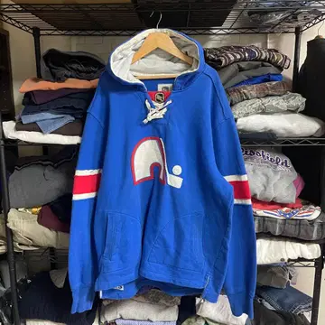 NHL 공식 CCM 제작 퀘벡 노르딕스 후드 부착 후드티 파랑 XL