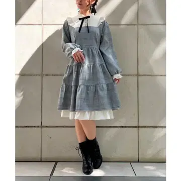 axes femme 체크 무늬 티어드 드레스