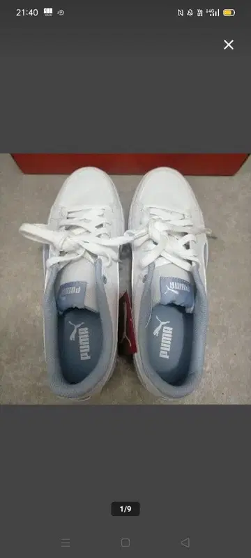 PUMA 화이트/블루 스니커즈 24cm