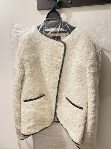 anuans ECOPEL 파이핑 보아 자켓 아이보리 2