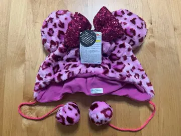 디즈니 핑크 레오파드 무늬 귀도리 모자 미니 팬캡