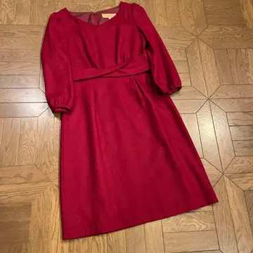 sunauyna 빨간색 레드 7부 소매 원피스 36