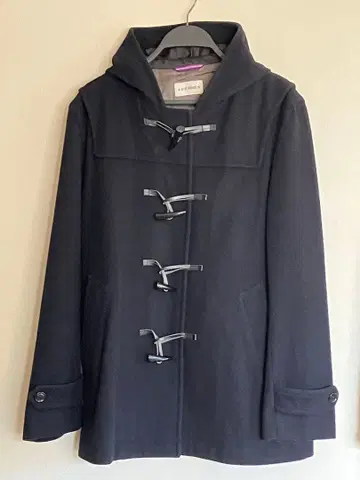 LES MUES 네이비 더플 코트 남성용 L 울 네이비 후드 부착