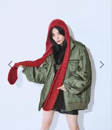 후드 니트 스톨 지나시스 빨간색