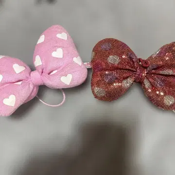 [ 새상품급 ] 하트 무늬와 스팽글의 리본 2개 세트