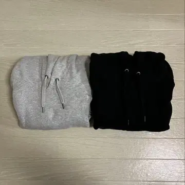 UNIQLO 맨투맨 풀후드티 GLAY / BLACK 세트