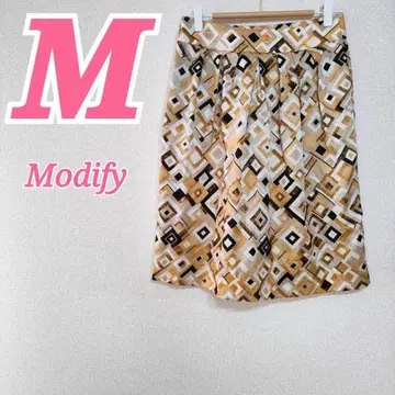 Modify 기하학 패턴 플레어 스커트 모드 스타일 플리츠 스커트 깔끔한