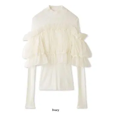 SNIDEL 튤 도킹 니트 풀오버 화이트