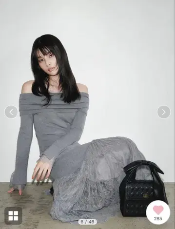 프레이 아이디 레이스 니트 도킹 원피스 GRY 0 사이즈