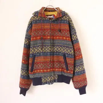 schott 네이티브 무늬 집업 니트 자켓 L 사이즈 후디