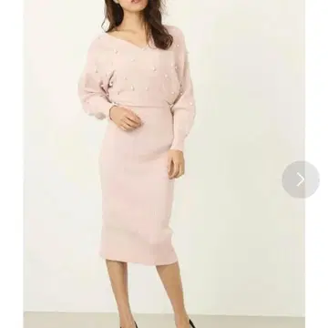 택 포함 미사용 새상품 리엔다 rienda 모조 진주 돌먼 니트 원피스