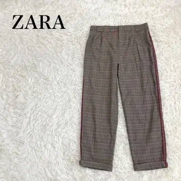 ZARA 자라 체크 무늬 팬츠 사이드 라인 허리밴딩