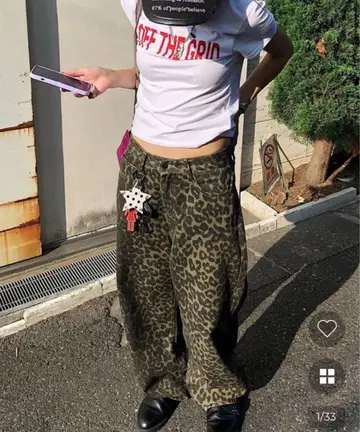 nugu hoop 유니크 레오파드 와이드 팬츠