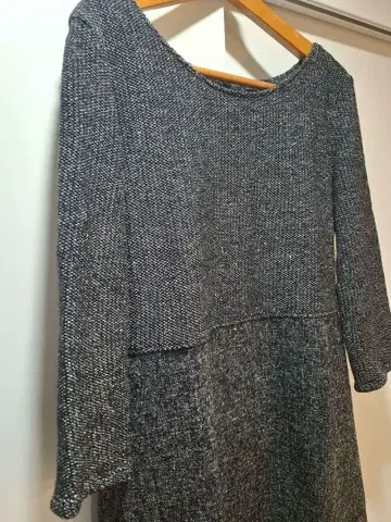 그레이 니트 원피스 긴팔 핏앤플레어