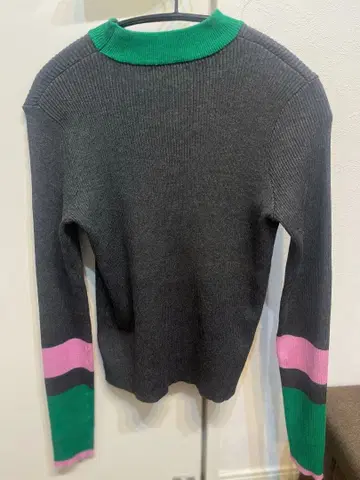 mitette 멀티 배색 핑거 리브 니트