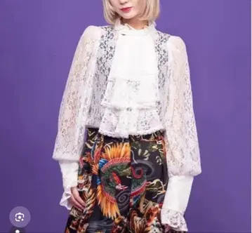 &ellecy 프릴 레이스 블라우스 화이트